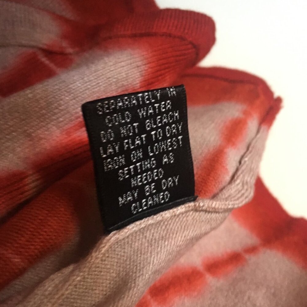 Tie-dye Red/Cream Open Cardigan Jacket Size M Rayon/Nylon Long Sleeves - Picture 5 of 6